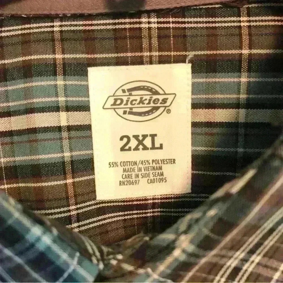 Dickies Snap Front Collar Shirt Plaid Long Sleeve Men 2X Cotton Blend like new! - Picture 9 of 9